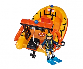Simba Feuerwehrmann Sam Neptun Boot – Spielset Mit Elvis Figur, 17 Cm Boot, Schwimmfähig, Für Badewanne & Planschbecken, Ab 3 Jahren