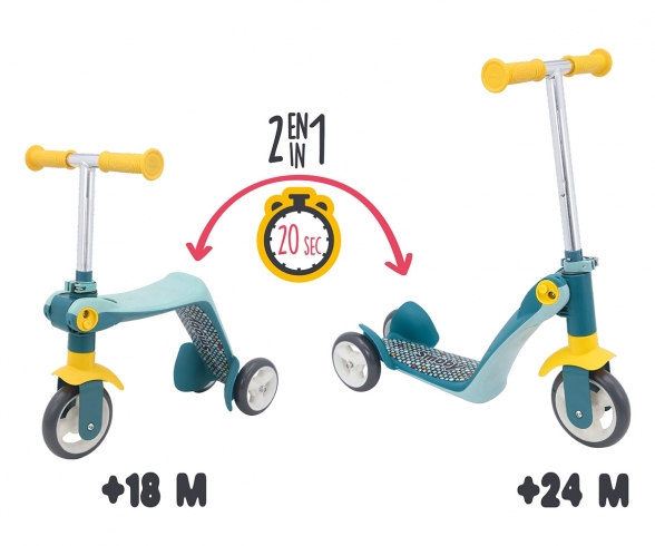 Smoby Switch 2in1 Laufrad und Scooter mit 3 Rädern
